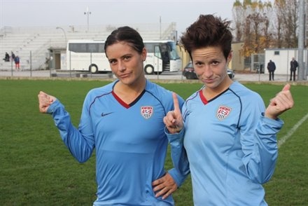  034 Ali Krieger and Megan Rapinoe, November 2010. (U.S. Soccer)