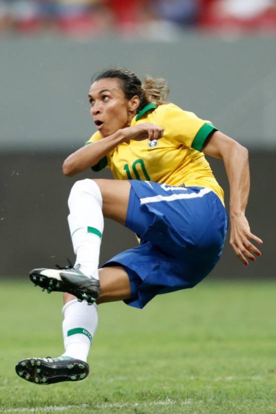 Marta was a one-woman wrecking crew in leading her team to a come-from-behind, 3-2 victory over the United States on Dec. 14, 2014.  (Eraldo Peres/AP)